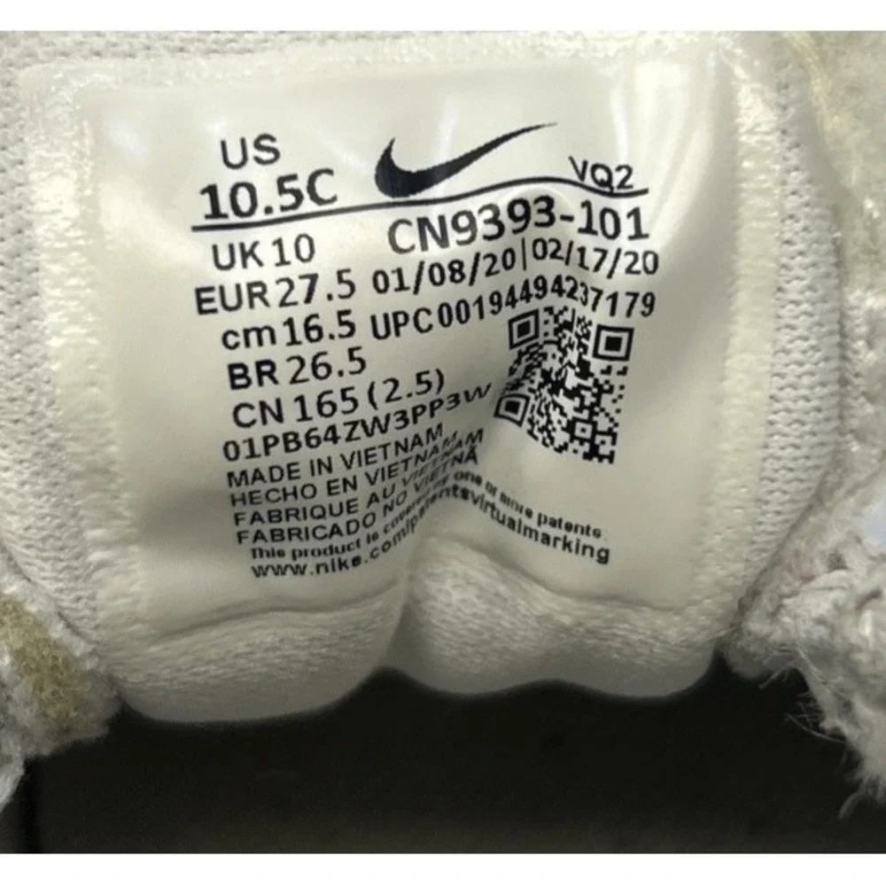 Nike Varsity Leather PSV Running Shoes,‎ Toddler Size 10.5C White CN9393-101